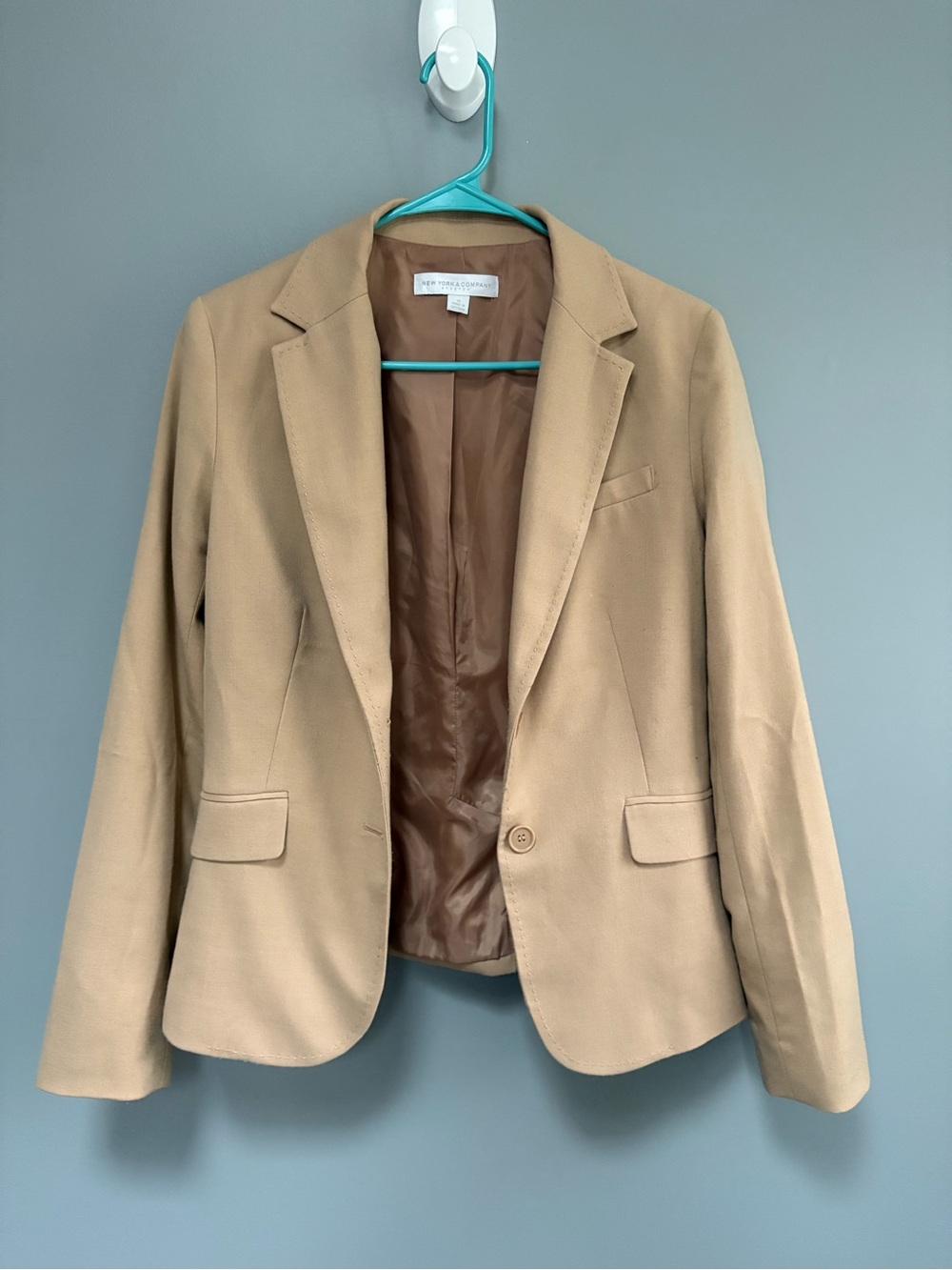 New York & Company Classic Camel Tan Tailored Women's Lined Blazer Size 10